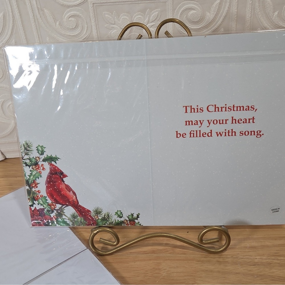 Christmas Folded Greeting Card, Winter Village Scene, White/Multicolor - Picture 2 of 3